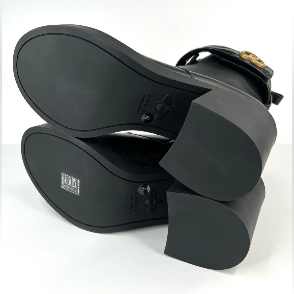 GUCCI Flores Double G Logo Lace Up Kensington Platform Ankle Boots Size EU 41 - Image 9