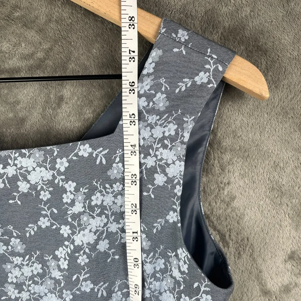 Kasper ASL Sheath Dress Women’s 6P Metallic Gray Floral Jacquard Vintage 80s 90s - Image 6