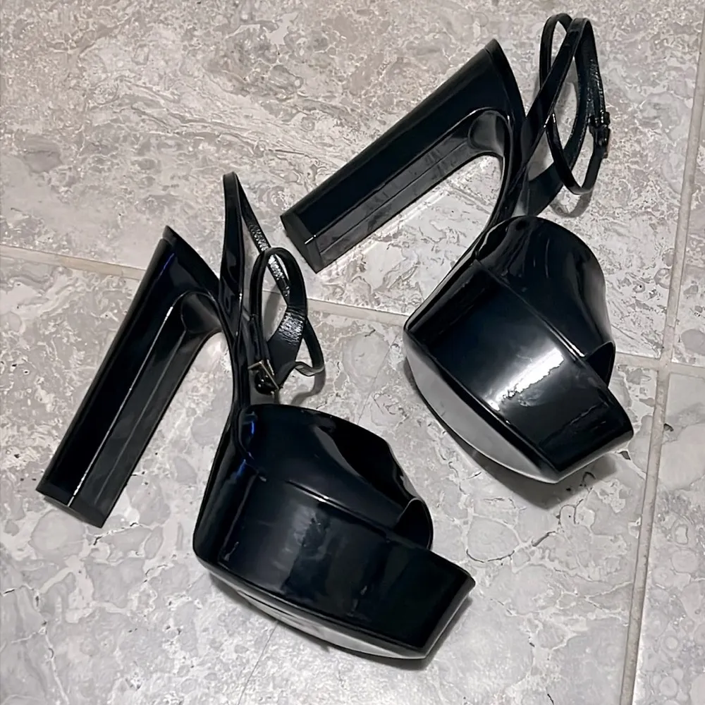 Saint Laurent Jodie Platform High Heel Sandals Black, Size 40 (SV 701788) NWT - Image 7