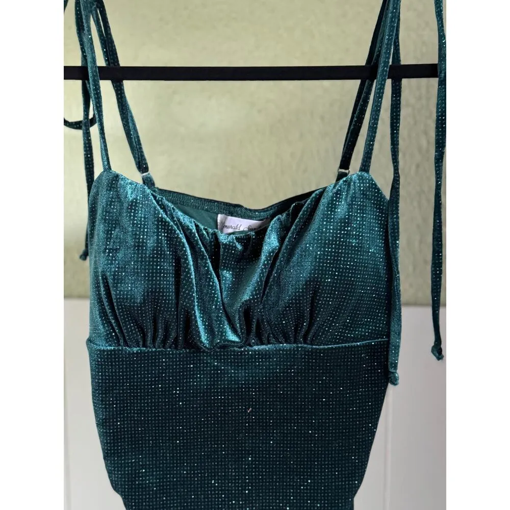 Emerald Sundae dress green with shiny silver homecoming wedding dance date night - Image 3