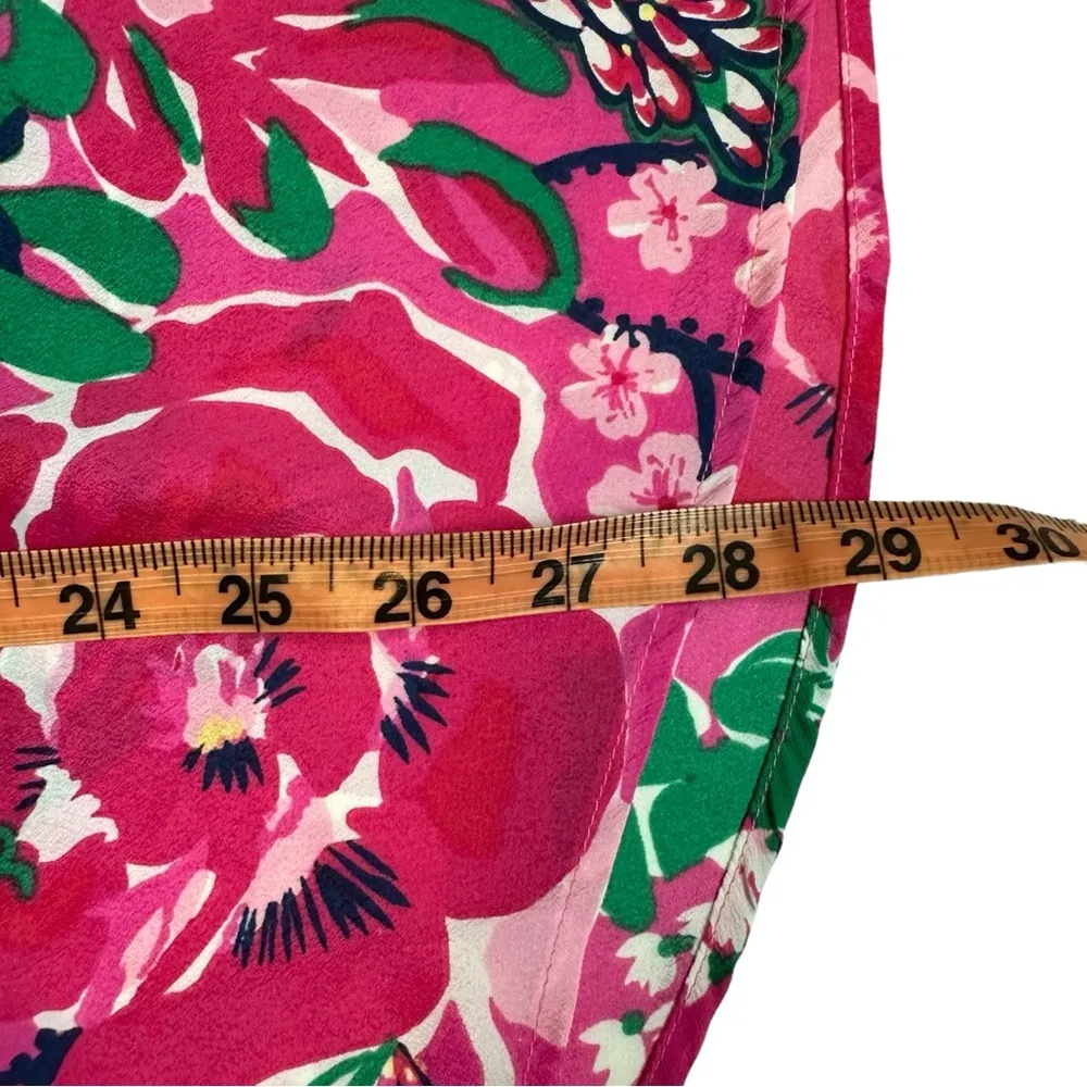 Pink Floral Button Down Collar Long Sleeve Blouse Top Shirt Med - Image 7