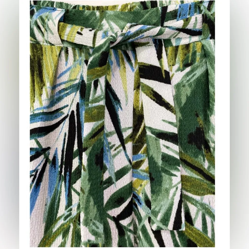 Soho Apparel Tropical Crinkle Pleated Wide Leg Pants XL Beachy Vacation Resort - Image 8