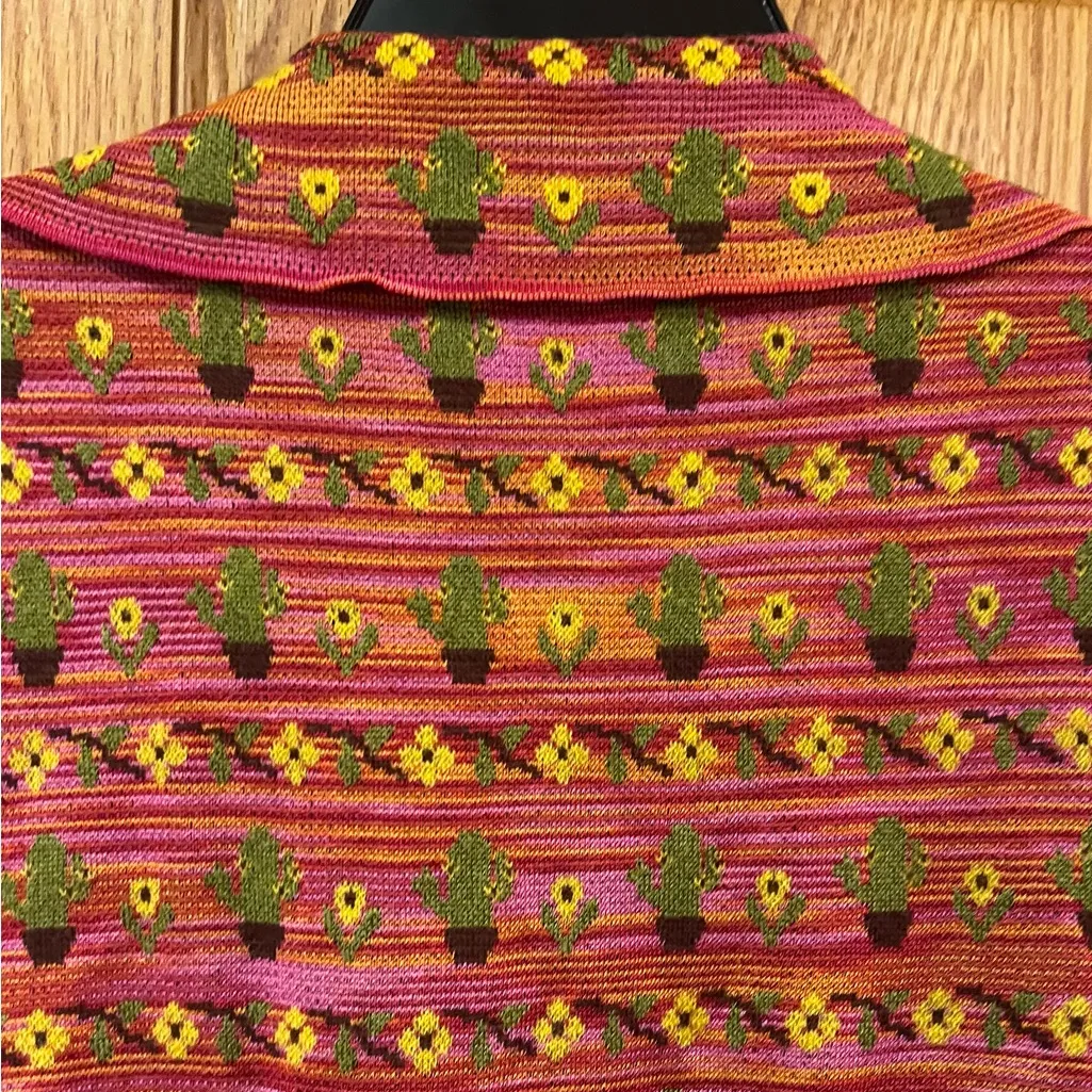 ZARA Cactus Flower Jacquard Knit Lightweight Cardigan Sweater Jacket Size‎ Small - Image 15