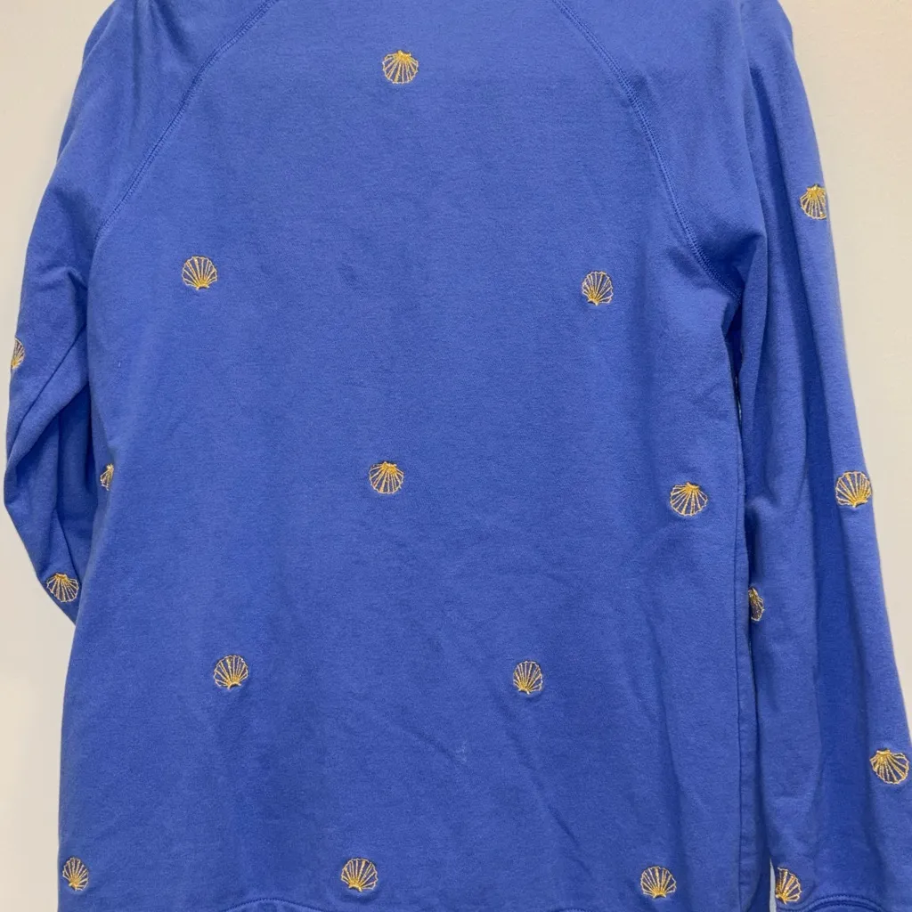 Lilly Pulitzer Blue Popover Sweater with Gold Sea Shell Accents - Image 5