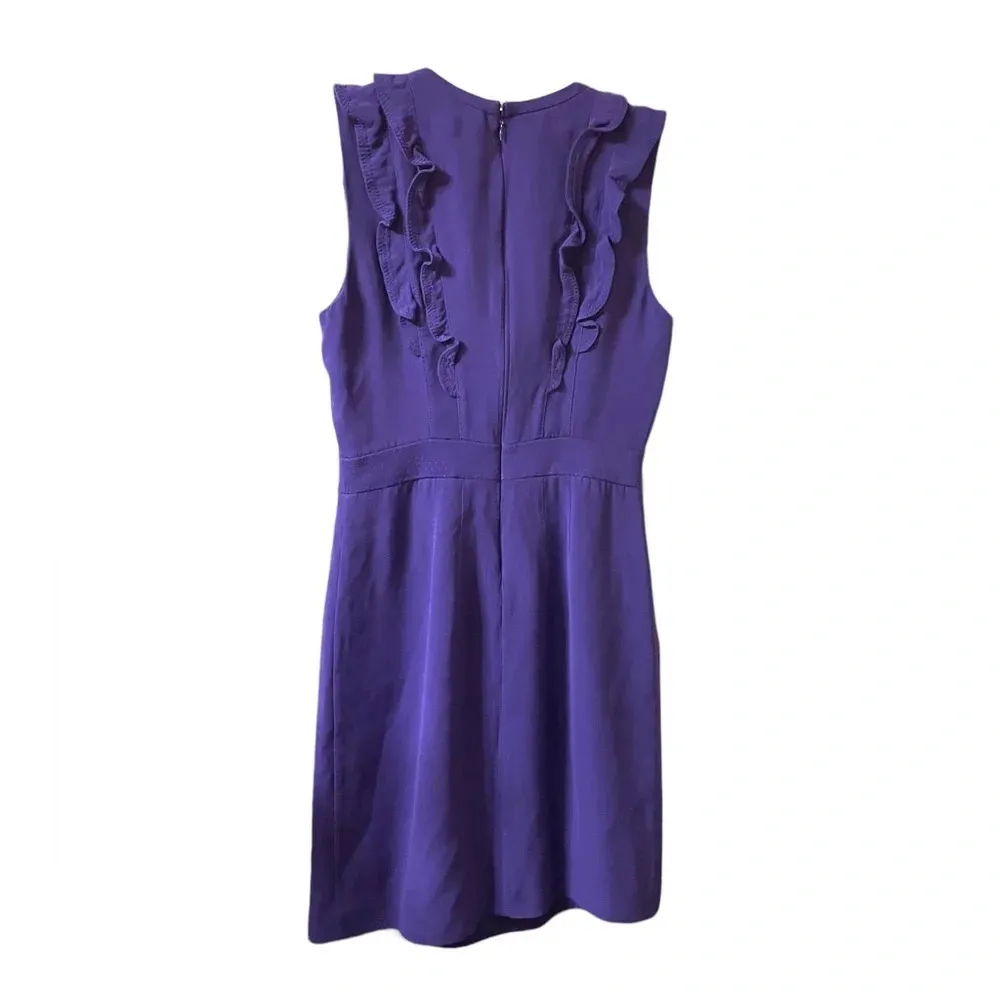 TORY BURCH PURPLE SILK RUFFLE DRESS - Image 2
