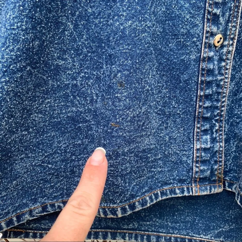 Vintage 90s acid wash denim sequin embellished shirt shacket Blue Size M - Image 5