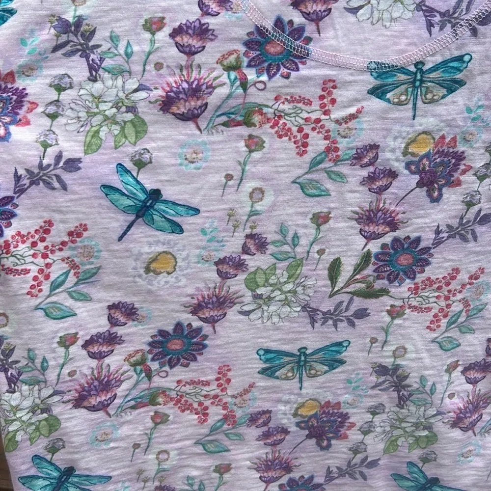 Sundance Butterly Firefly V-Neck Short Sleeve Lavender Tee Shirt Top Size XS - Image 8