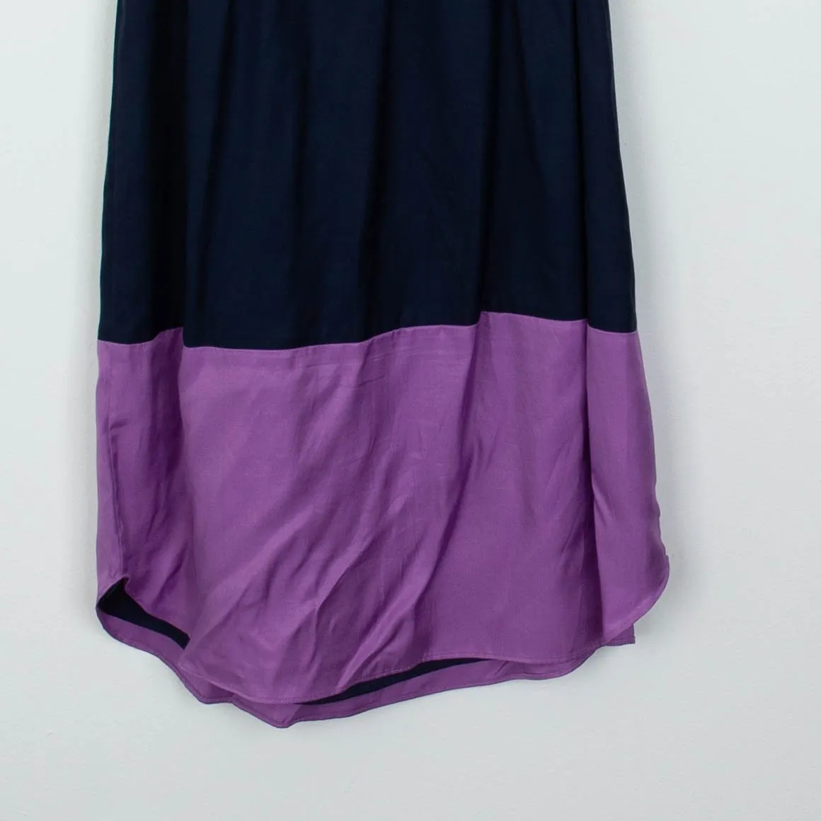 Boden Womens Silk Blend Colorblock Midi Dress Size 6L Navy Belted Casual Work Blue - Image 9