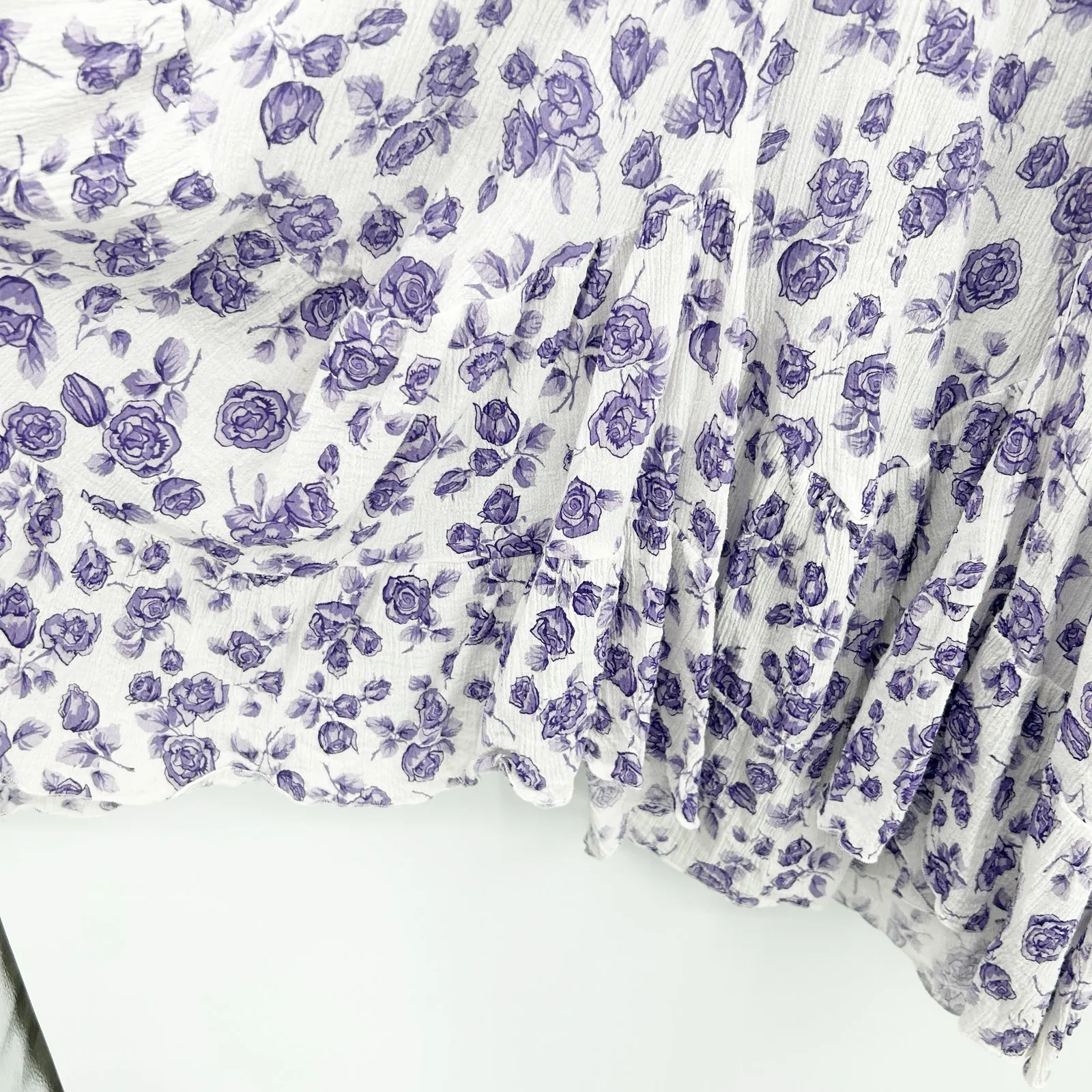 Dream of Gauze Vintage 80s Resorweart Cottagecore Off Shoulder Floral Dress‎ OS Purple Size undefined - Image 4