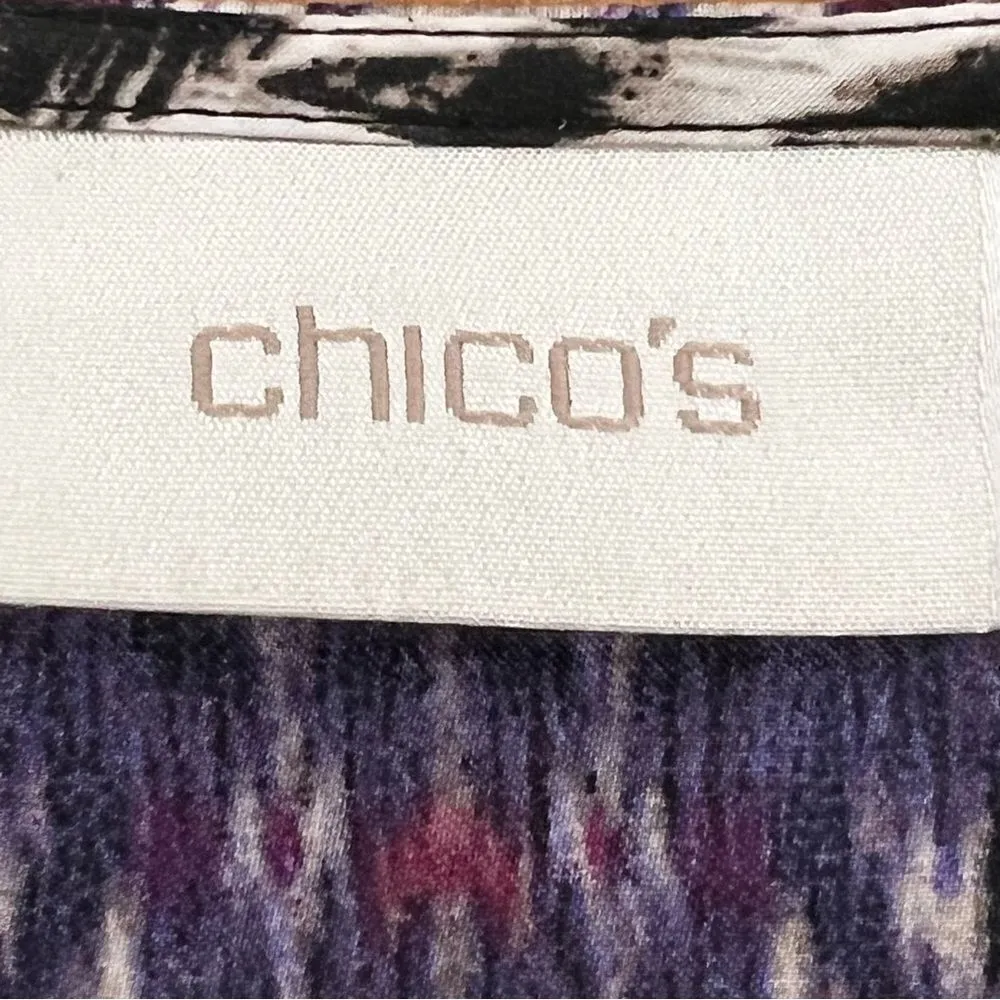 Chicos size one, medium, 3/4‎ sleeve abstract, animal, print pattern top - Image 3