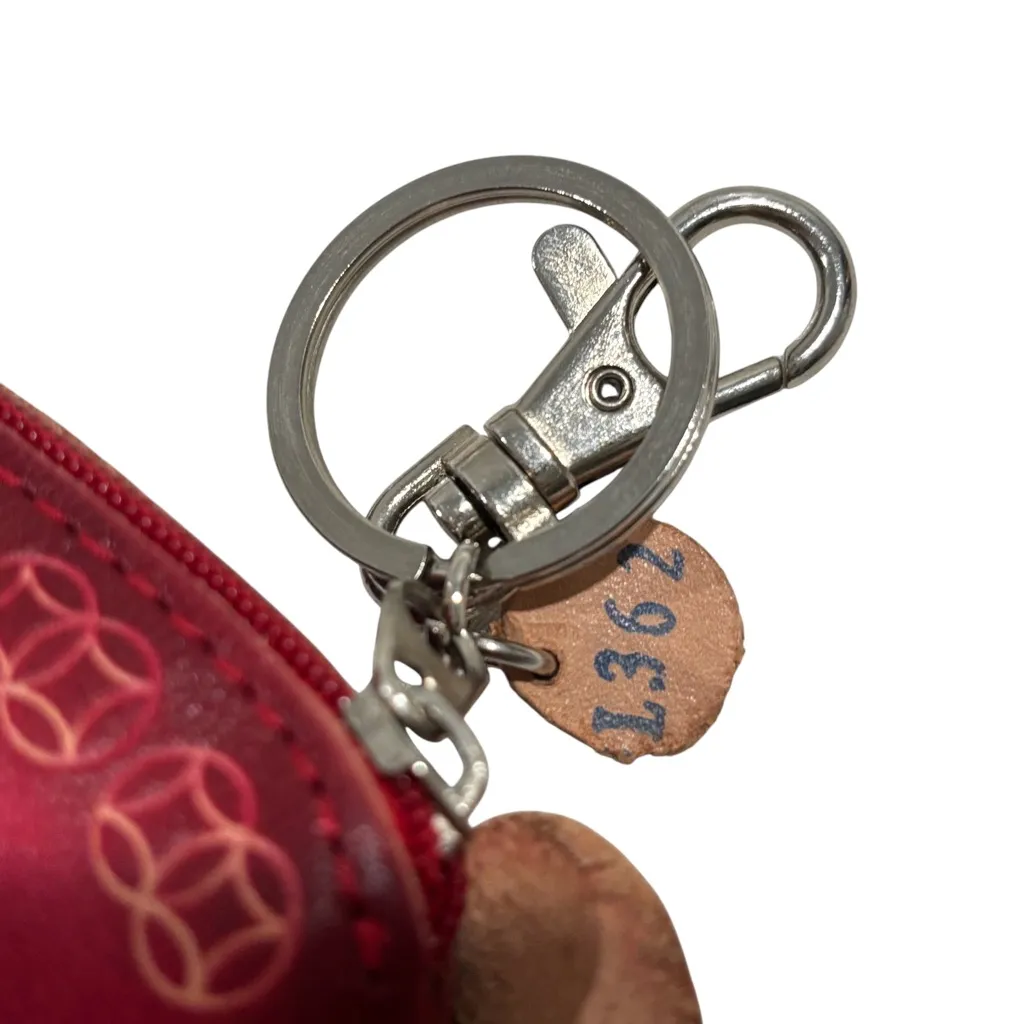 Red Pig Leather Keychain coin purse with zip top - Image 5