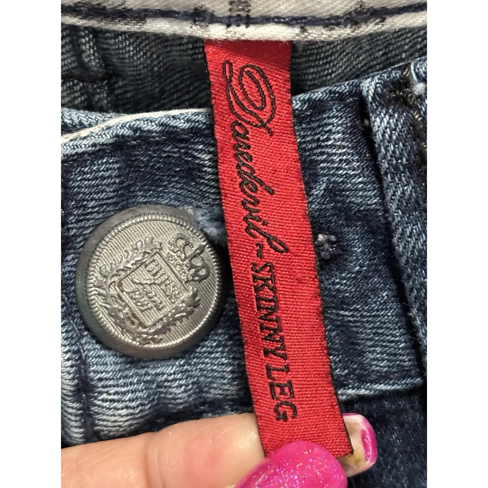 Guess Daredevil Skinny‎ Denim Jeans Zippers Logo Size 31x31 Low Rise - Image 3