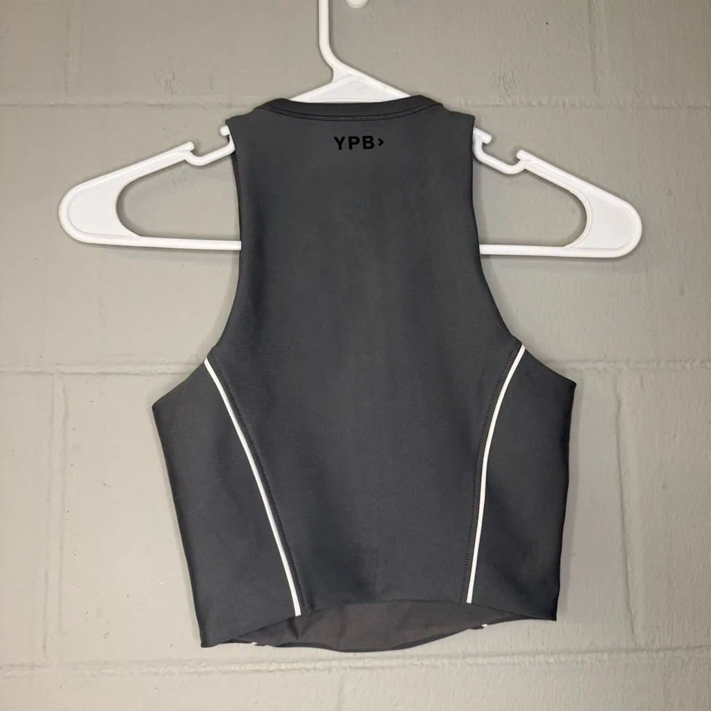 YPB Abercrombie & Fitch SculptLUX Henley Tank Top Sports Bra Women’s Size XXS Gray - Image 4