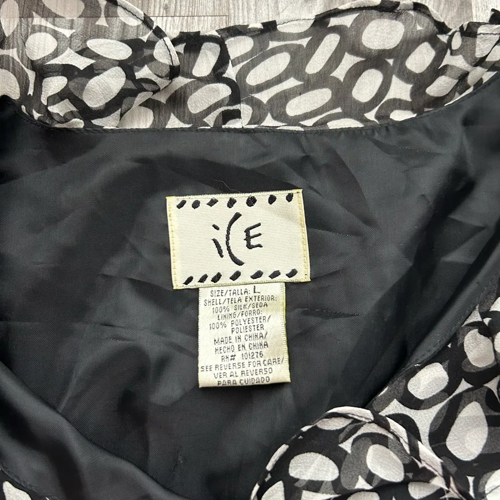 Ice Monochrome Patterned Blouse Black Size L - Image 2
