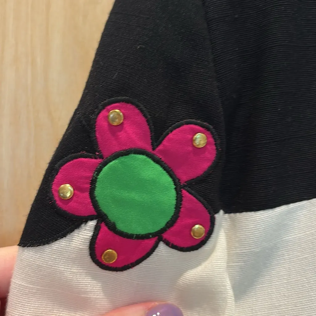 Vtg Jo Hardin Women’s Blazer Heart Flower Applique Size 8 - Image 3