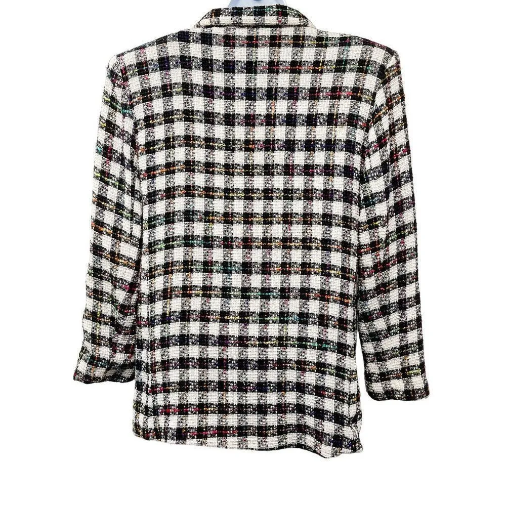 Vintage 80's Lawrence Philadelphia Rainbow Plaid Tweed Blazer Coat Jacket Size M - Image 4