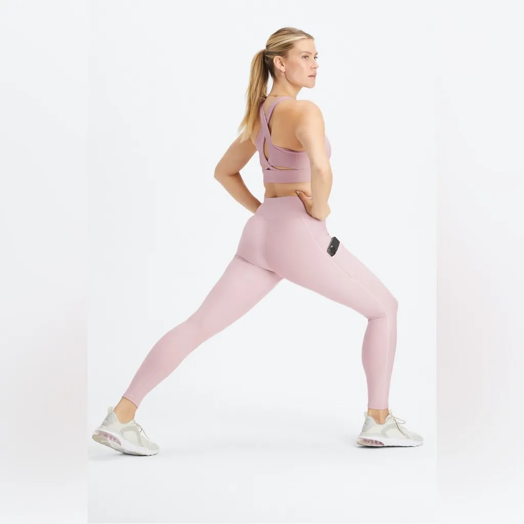 Fabletics Cold Weather High-Waisted Pocket Legging Muted Mauve/Egret Size XXS NW - Image 4