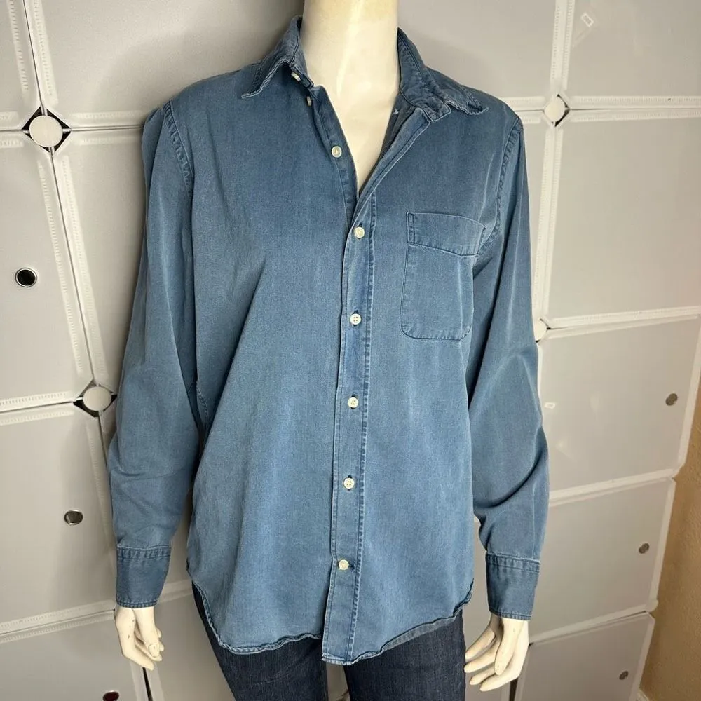 MOTT & BOW Chambray Button Down Shirt Size Small Blue - Image 7
