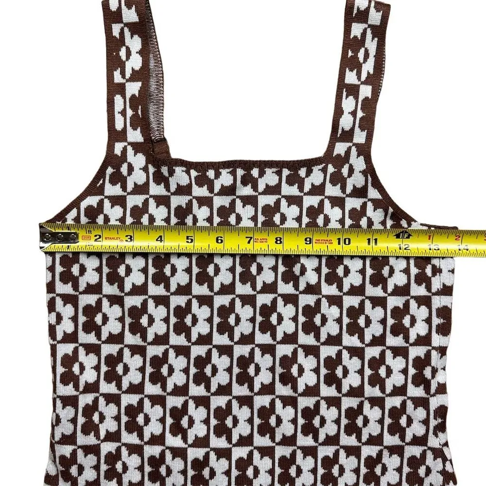 Hollister  Women's Brown & White Floral Sleeveless Knit Mini Dress Size M - Image 4