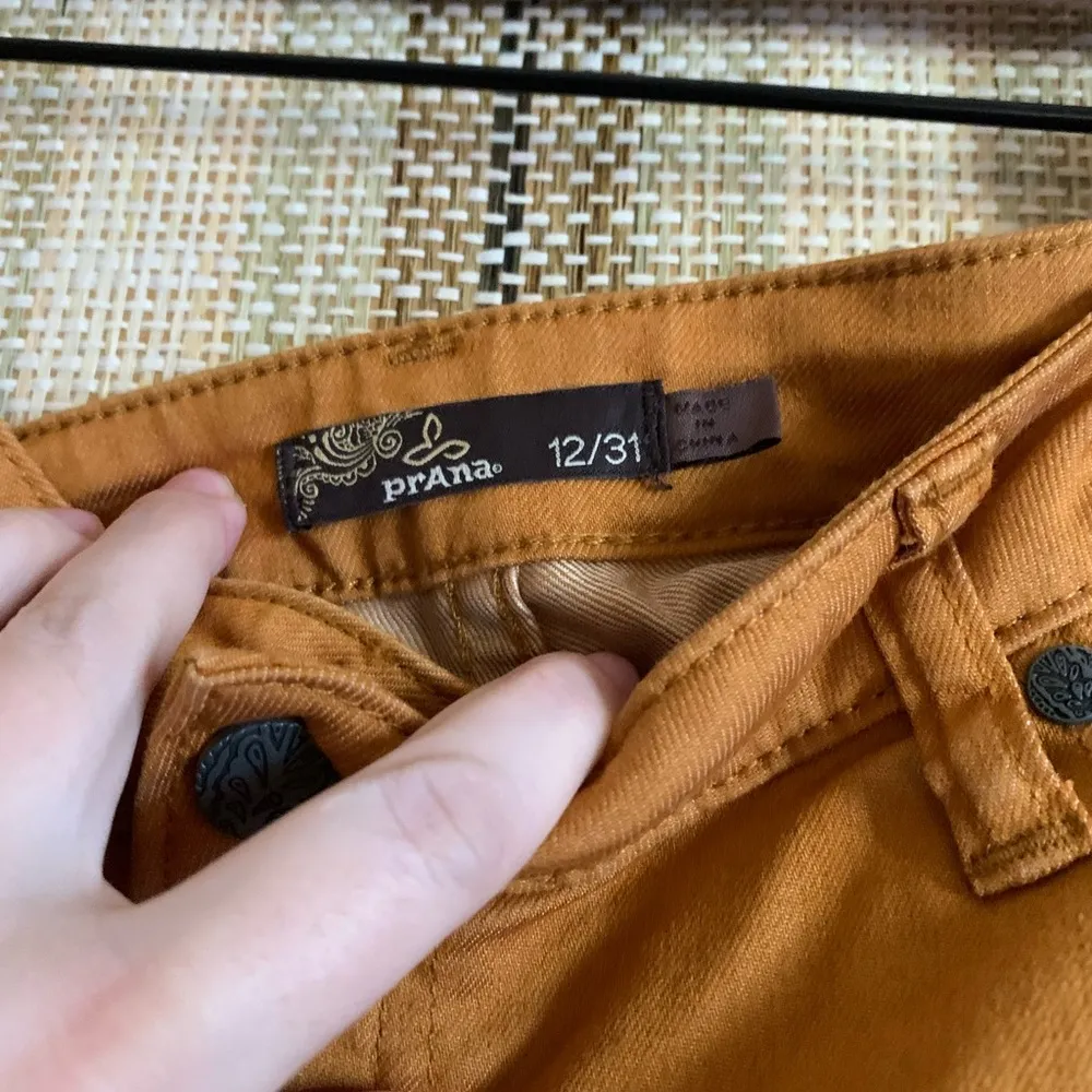 Prana Jett Ombré Jeans Orange Cream Women Size 12/31 Low Rise Fade Zip - Image 4