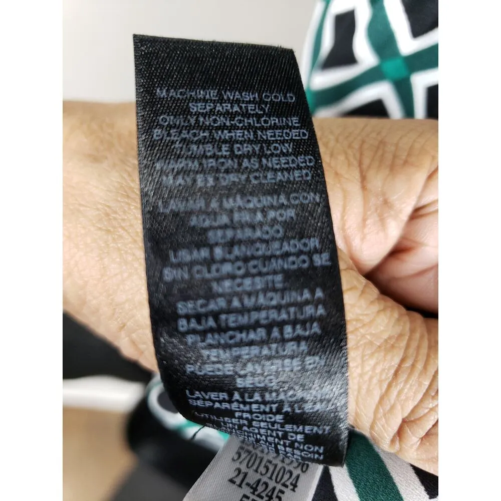 White House Black Market Tank Top Women XSP Green Black Geometric Print - Image 11