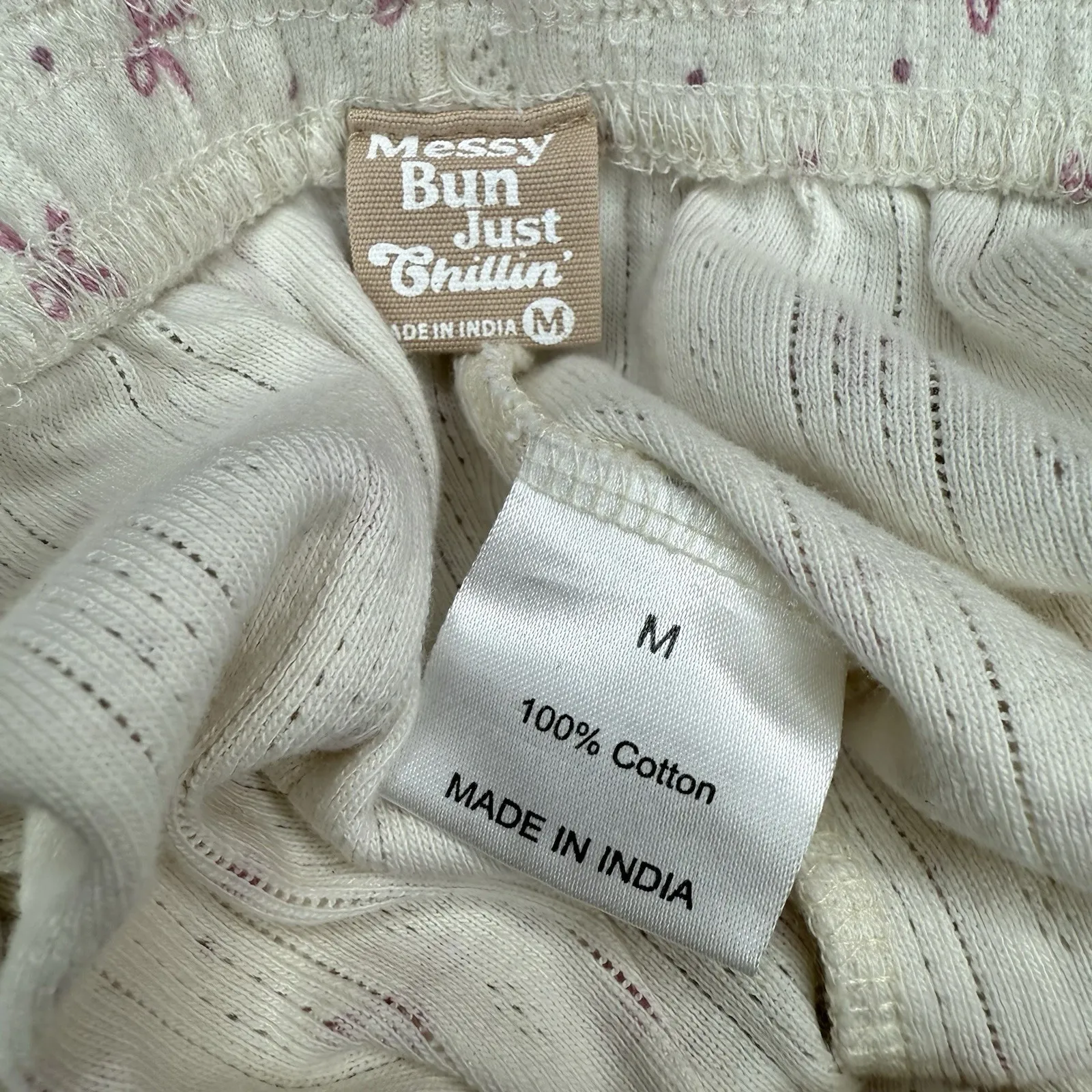 Messy Bun Just Chillin M Pajama Set Bows Cropped Coquette Dainty Girly - Image 7