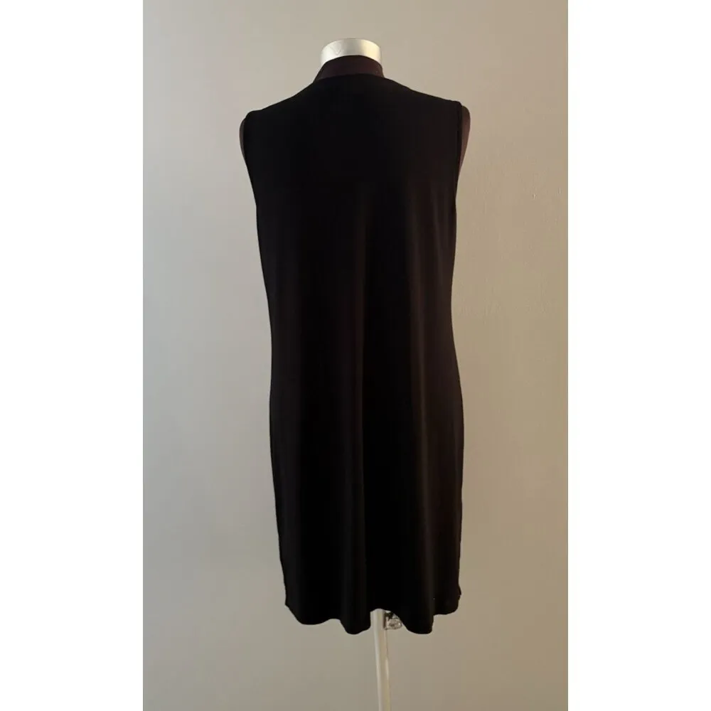 Eileen Fisher Tank Dress Size M Black Viscose Jersey Stretch Knee Length Capsule - Image 4