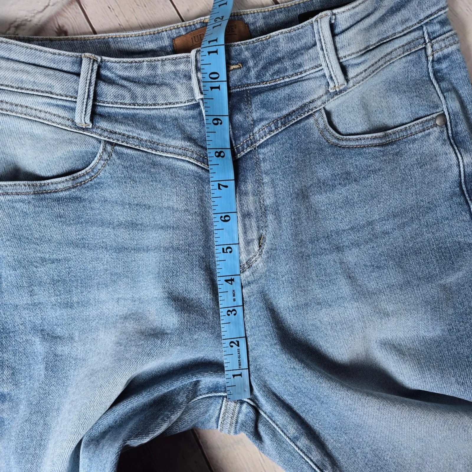 Judy Blue Front Yoke Retro Wide Fit Jeans Light Wash Denim Women's 9 29 JB88673 - Image 9