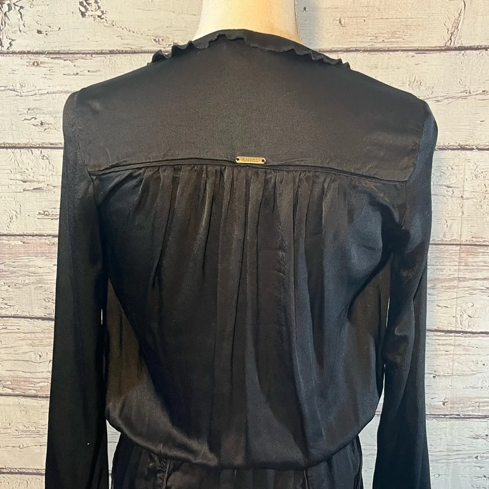 Guess  Romper "Scarlett" Long Sleeve Ruffle/Wrap Front  Ruffle Hem Black-XS - Image 6