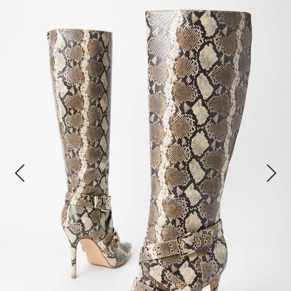 🆕 Snake Print Wide Calf Stiletto Boots Tan Size 6.5 - Image 3