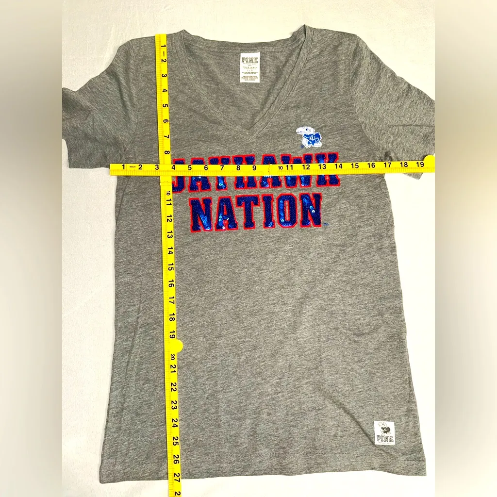 Victoria's Secret 5th & Ocean • University of Kansas JAYHAWK NATION Sequin Sz Lg Gray - Image 9