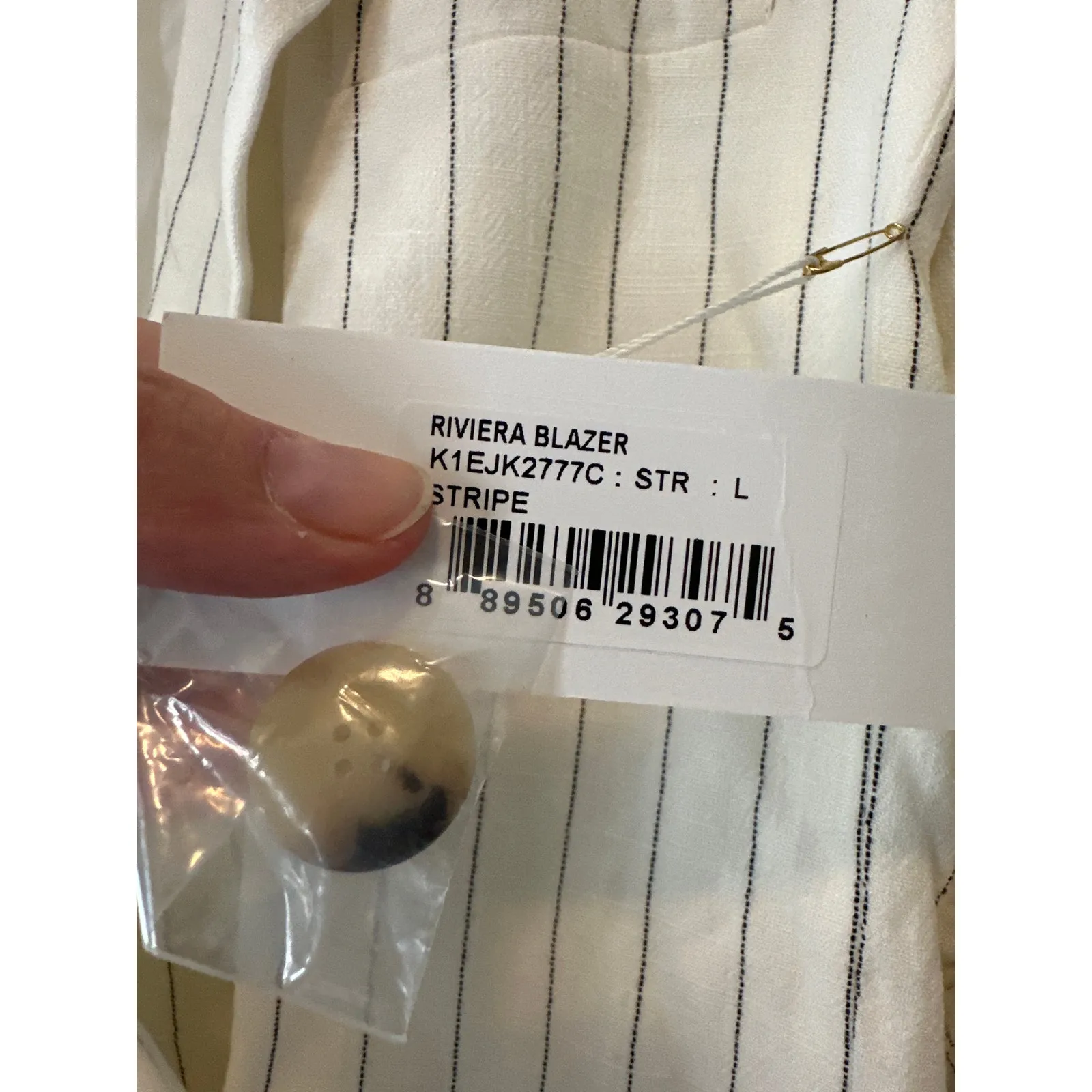 Anthropologie Bishop + Young Riviera Pinstripe Blazer Ivory Linen Blend L NWT - Image 9