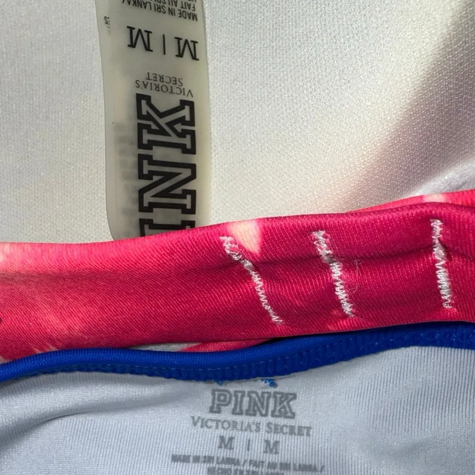 Victoria’s Secret PINK Palm Tree Push Up Bikini Set with blue strappy bottoms Size M - Image 3