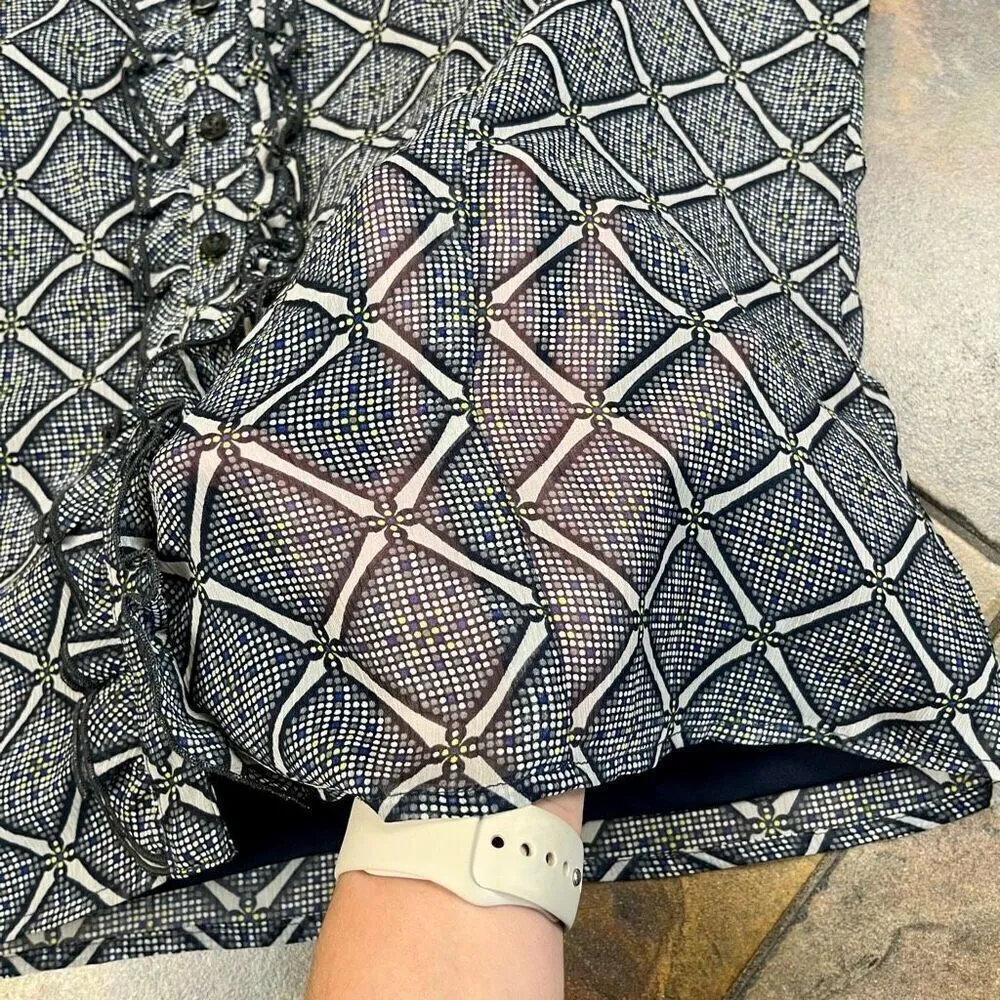 George Me By Mark Eisen Plaid Ruffle Button Down Blouse XL Black - Image 9