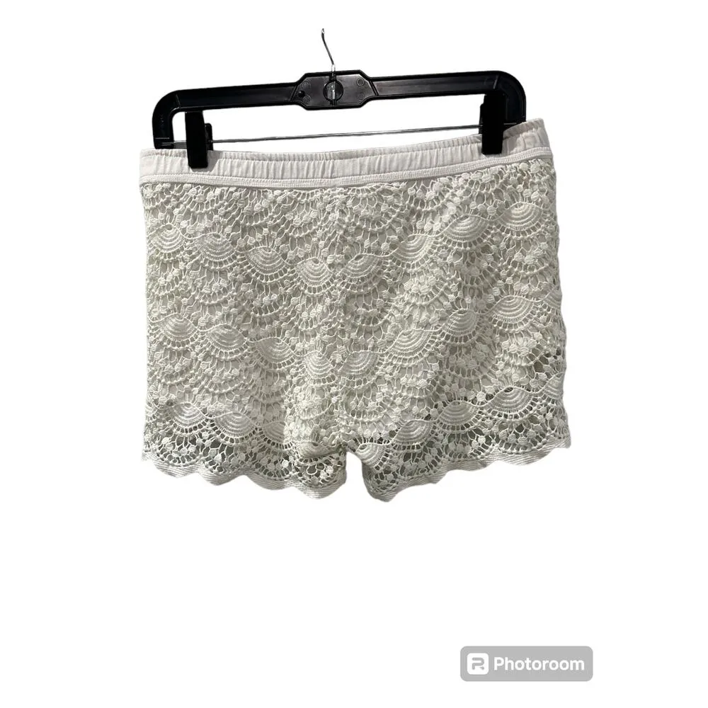 UNITED COLORS OF BENETTON Women's Scallop Tiered Crotchet Shorts Sz M - Image 3