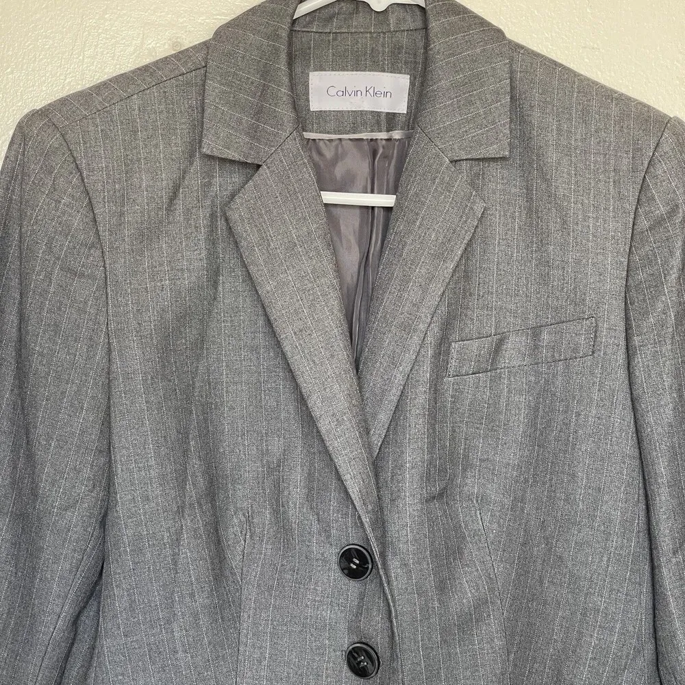 Calvin Klein Womens Blazer Jacket XS Pinstripe Career Work Wear Office Business - Image 3