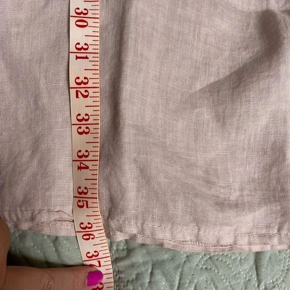 Francesca Bettini Italian Linen Shift Dress Size XS Tiered Bell Sleeves - Image 4