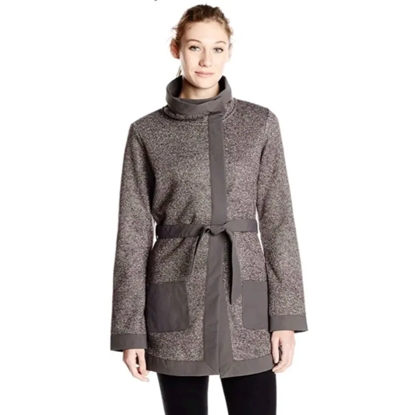 Merrell Talley Select Regulate Sweater Jacket High Neck Snap Front Pockets Belt - Image 7