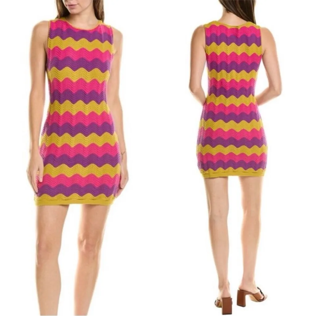Electric & Rose Julia Mini Dress Vibrant Zigzag Patterned Dress L Anthro Revolve Pink Size L - Image 2