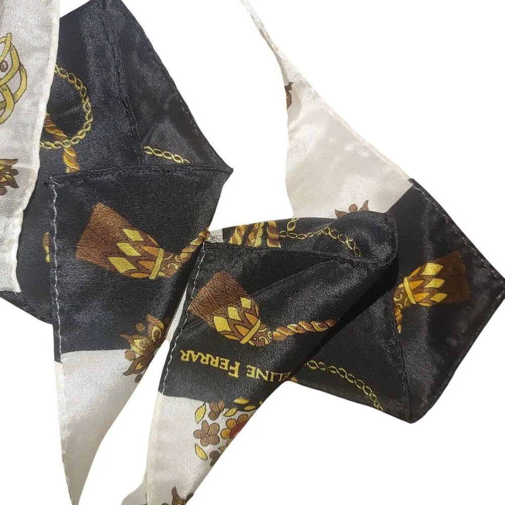 Vintage Jacqueline Ferrar Scarf Jewel Bow Print 50s Style 52 by 10 Silk Blend - Image 7