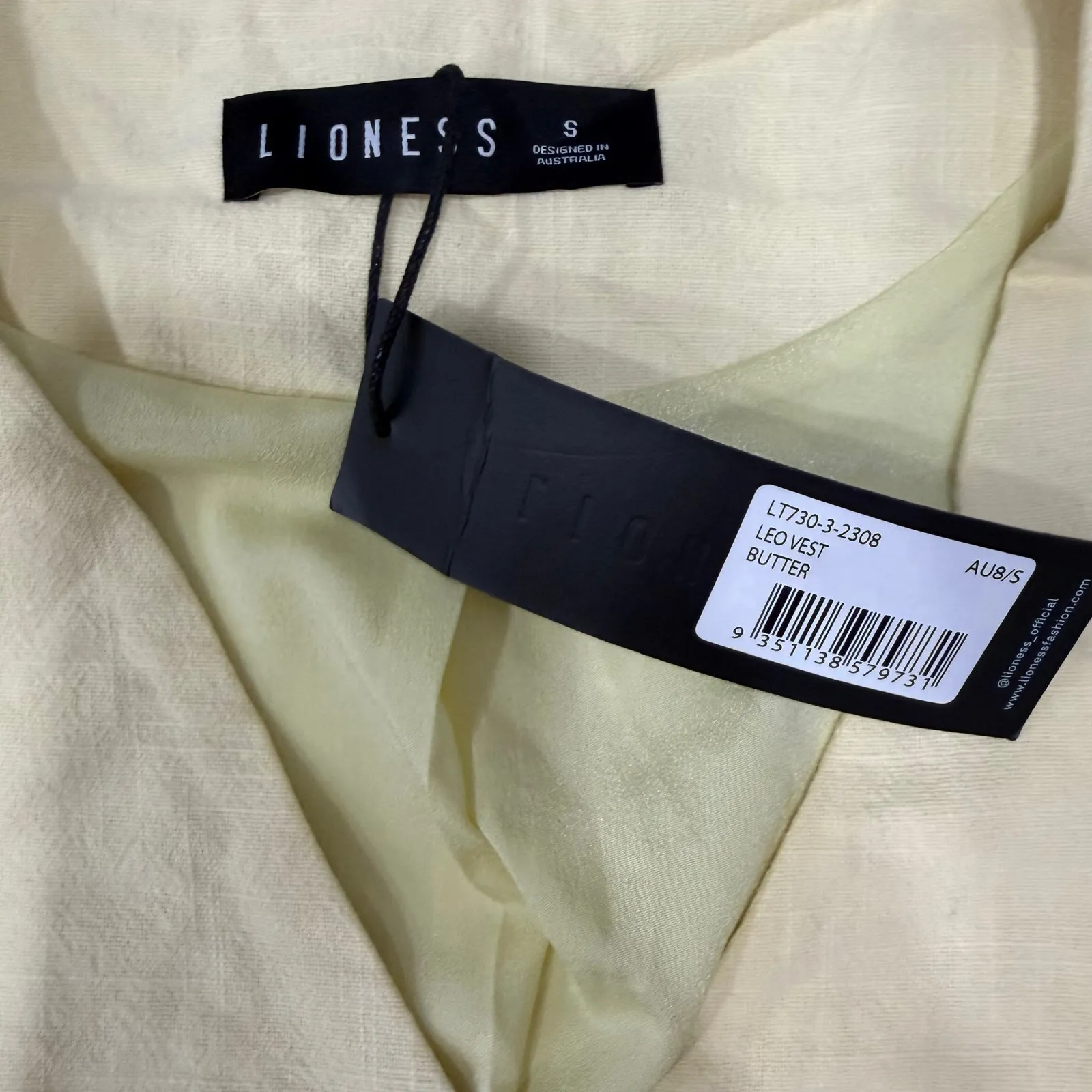 Lioness Leo Vest Butter Yellow Ramie Old Money Minimalist Classic Vest NWT Small - Image 3