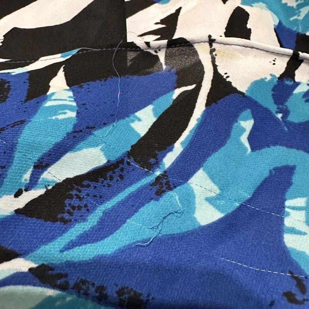 Designer Parker “Diane Gardenia” Blue Floral Sleeveless Dress Size M Please Read - Image 9