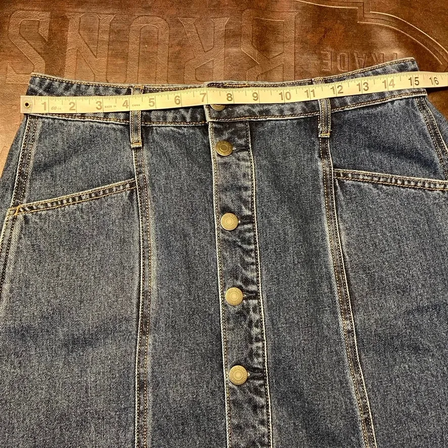 Old Navy‎ Aline Midi Skirt Alice Denim button Front Womens 6 Dark wash Classic - Image 11