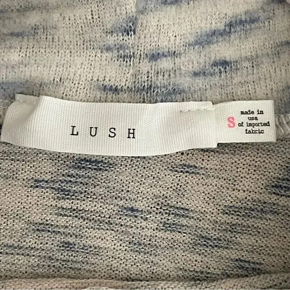 LUSH  DRAWISTRING TNECK TOP
CREAM  BLUE Cropped Long Sleeves Soft Womens S - Image 13