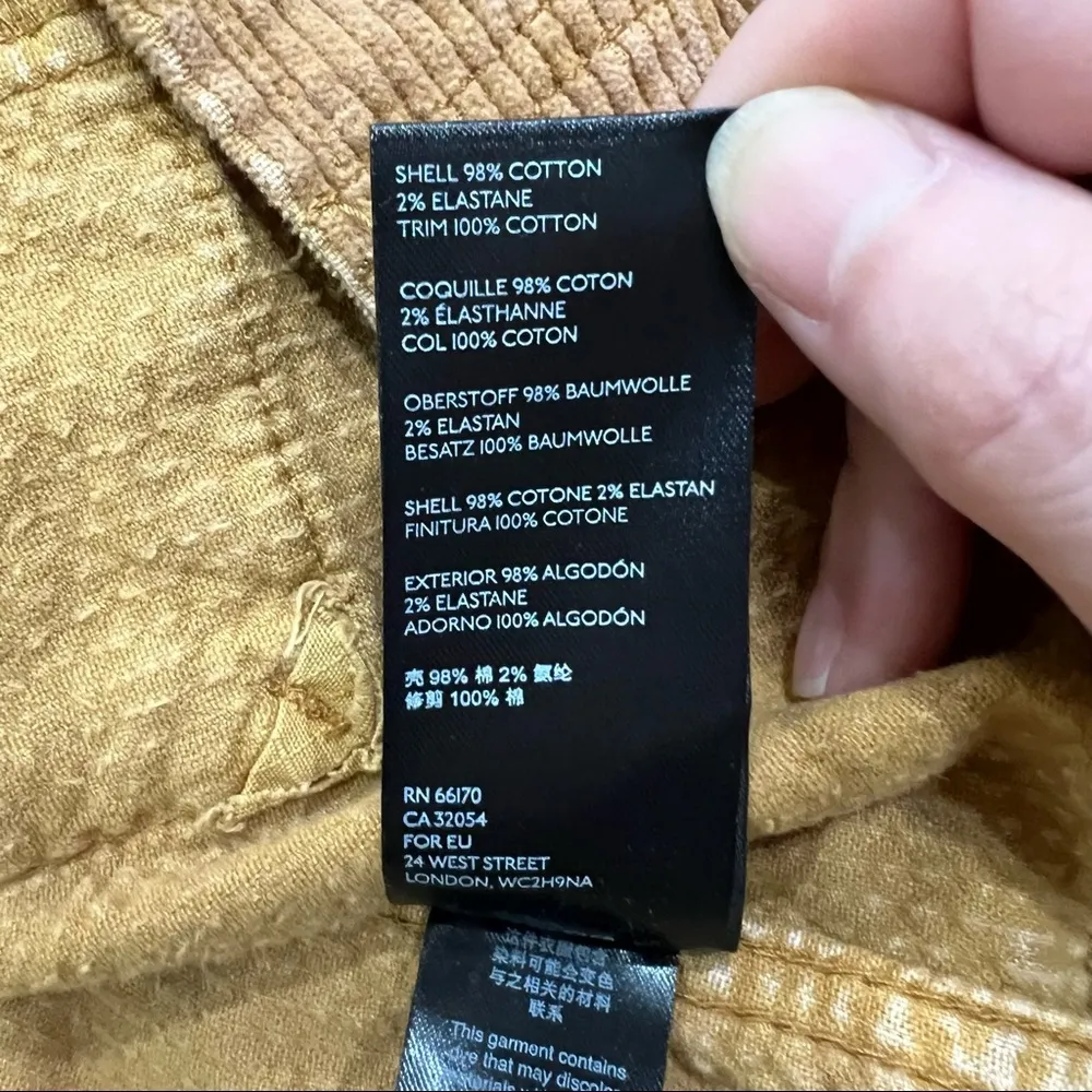 Free People Evelyn Corduroy Crop Boxy Jacket Cognac Sz S Boho Biker Grunge EUC - Image 7