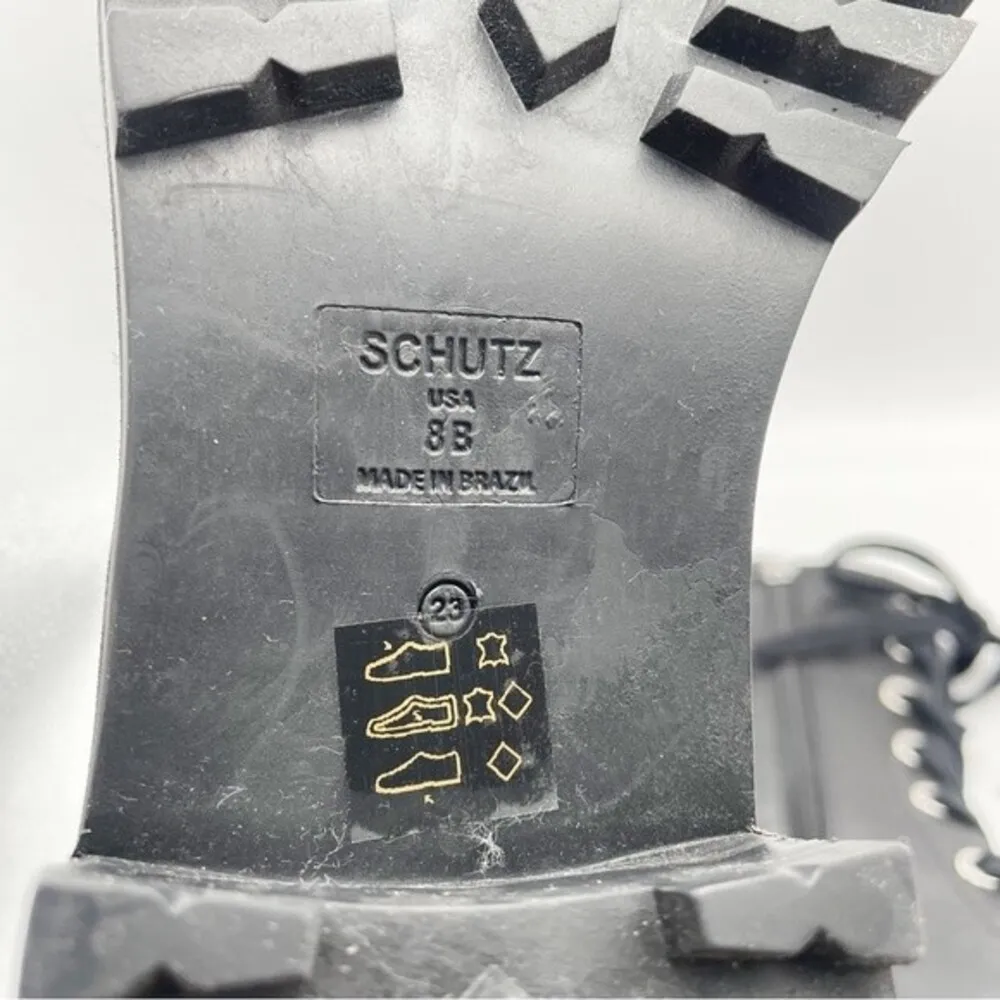 Schutz Maurissa Black Leather Lug Sole Lace-up Heeled Combat Boots Womens Size 8 - Image 14