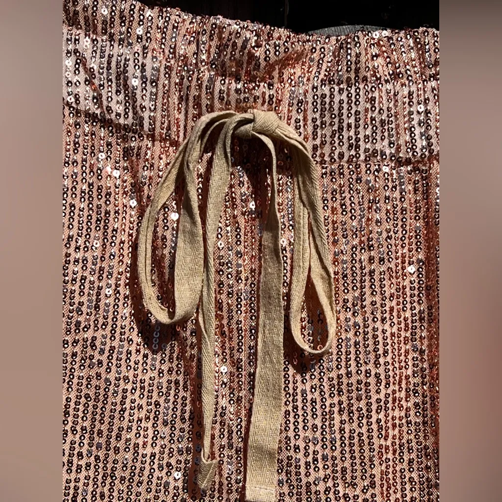 CBR Sequined Rose Gold Jogger Pants NWT Size M - Image 6