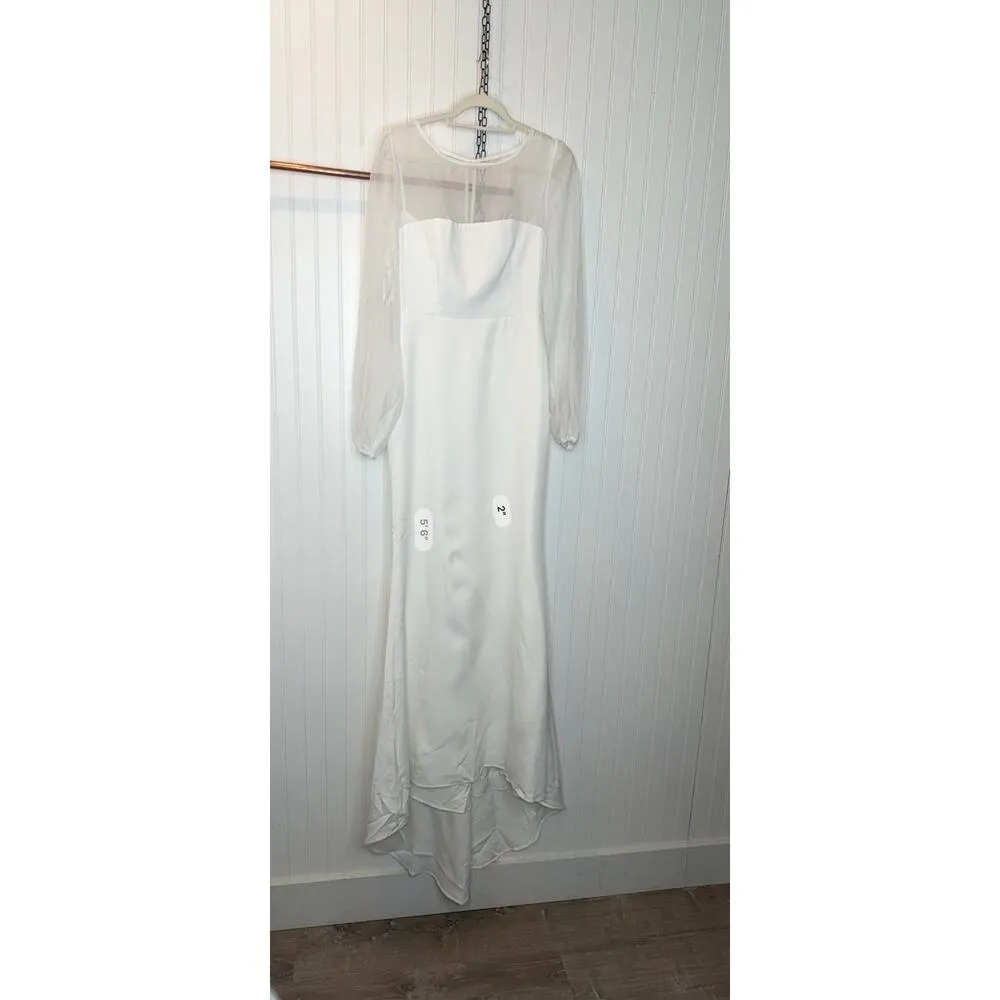 NWOT Lulus Immaculate Romance White Sheer Organza Long Sleeve Maxi Dress Sz S - Image 6