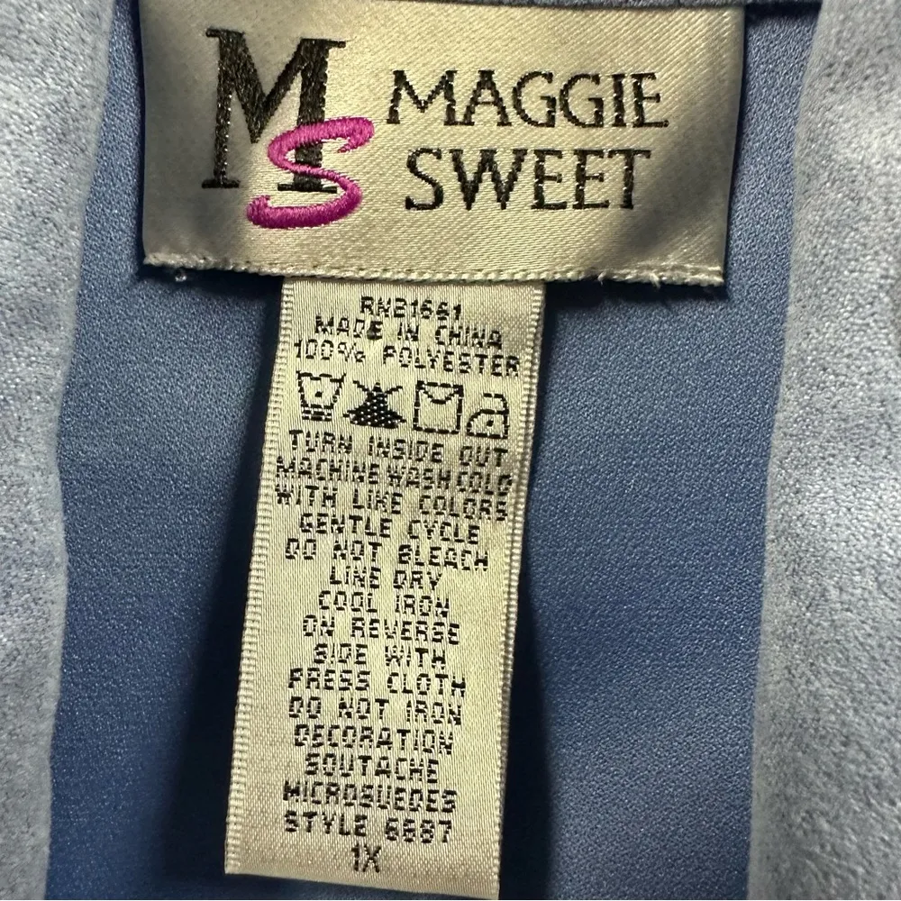 3 Piece Set Maggie Sweet Blue Sueded Pantsuit Pant Top and Blazer Womens 1X - Image 16
