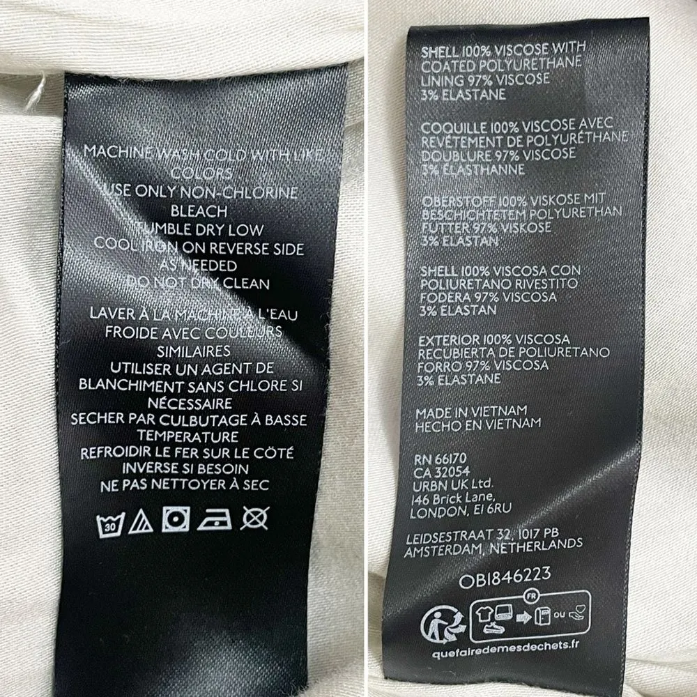 NWT Anthropologie Maya Faux Leather Mini Dress Size 12 Cream Cowl Neck Ruched - Image 15